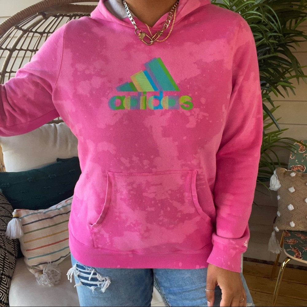 Adidas Custom One Of A Kind Reverse Dyed Graphic Hoodie SZ XL